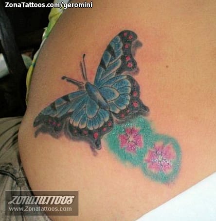 Foto de tatuaje Mariposas, Insectos, Flores