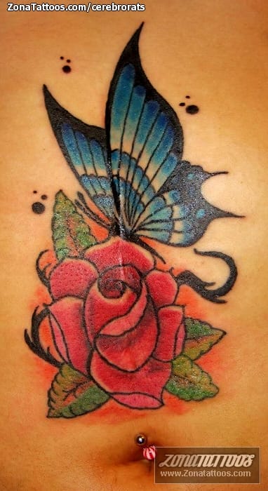 Foto de tatuaje Insectos, Flores, Rosas