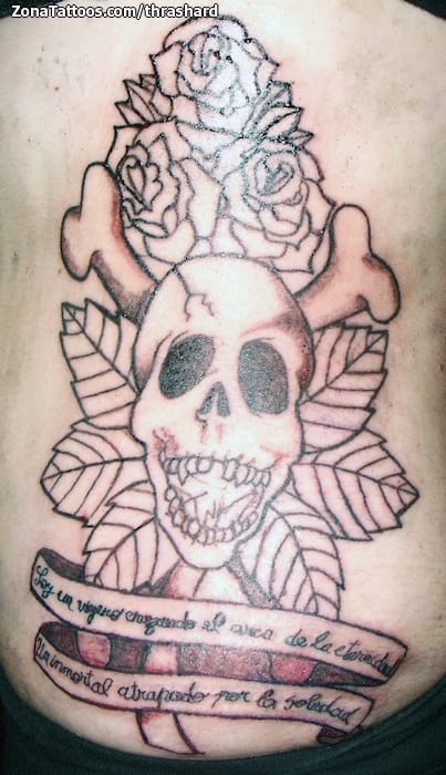 Tattoo photo Skulls, Flowers, Leaves