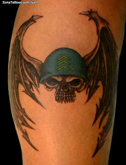 Tattoo photo Skulls, Helmets, Wings