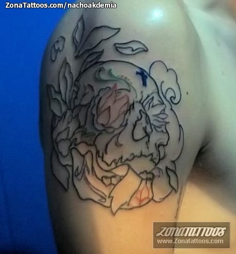 Foto de tatuaje Flores, Calaveras