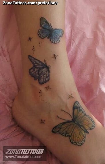 Foto de tatuaje Insectos, Tobillo, Mariposas