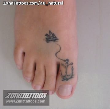 Tattoo photo Anchors, Boats, Foot