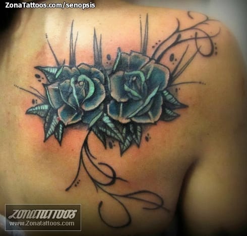 Tattoo of Roses, Flowers, Vines
