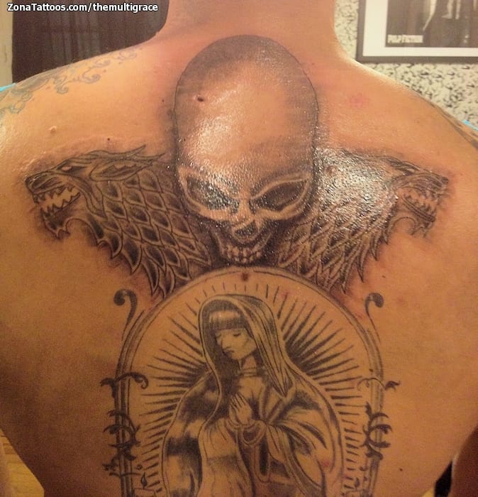 Tattoo photo Skulls, Virgins, Wolfs