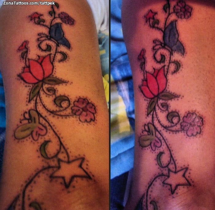 Foto de tatuaje Flores, Puntillismo