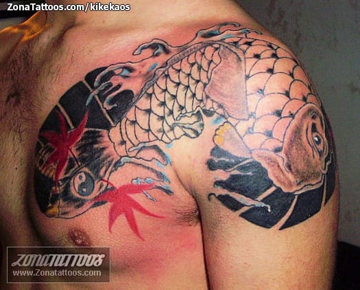 Foto de tatuaje Cover Up, Koi, Peces