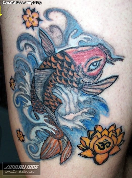 Foto de tatuaje Koi, Orientales, Muslo