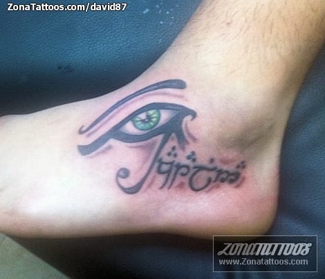 Foto de tatuaje Ojo de Horus, Élfico, Tobillo