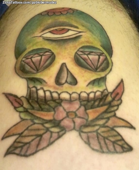 Tattoo photo Leaves, Skulls, Sugar Skull