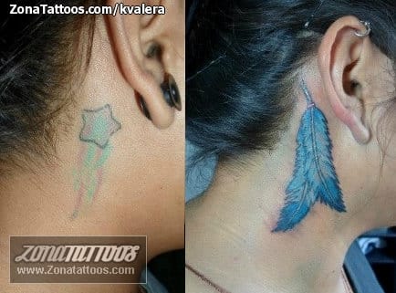 Tattoo of Cover Up, Feathers, Neck