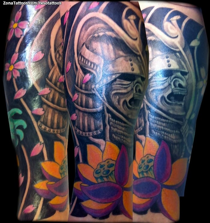 Tattoo photo Lotus, Samurai, Asian