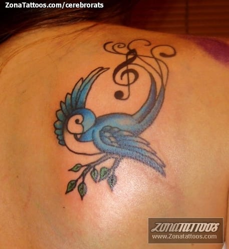 Foto de tatuaje Golondrinas, Notas Musicales, Aves