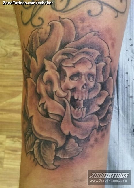 Tattoo photo Flowers, Roses, Skulls