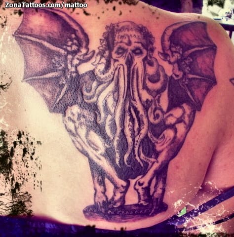 Foto de tatuaje Cthulhu, Espalda, Monstruos