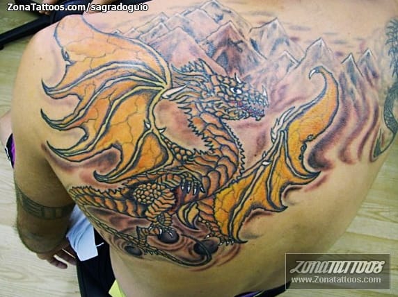 Foto de tatuaje Dragones, Paisajes, Fantasía