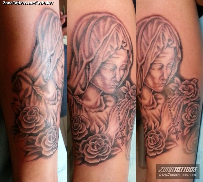 Tattoo photo Religious, Roses, Rosaries