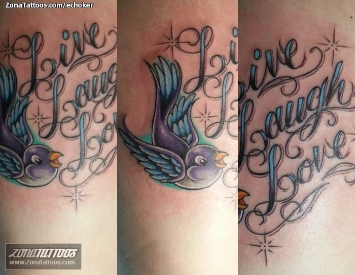 Foto de tatuaje Letras, Golondrinas, Aves