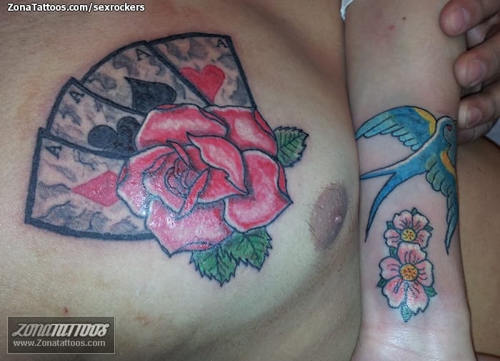 Foto de tatuaje Flores, Rosas, Naipes