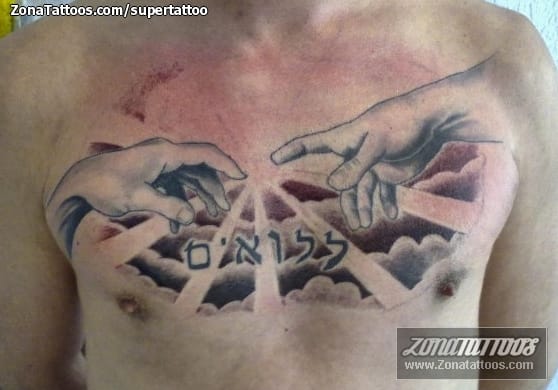 Foto de tatuaje Religiosos, Manos, Nubes