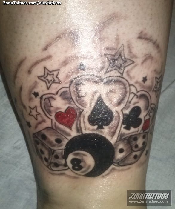 Foto de tatuaje Poker, Billar, Dados