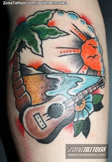 Tattoo photo Palm trees, Guitars, Suns