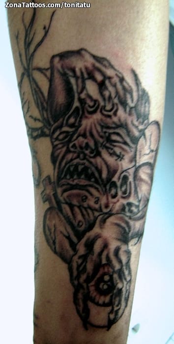 Tattoo photo Demons, Forearm, Horror