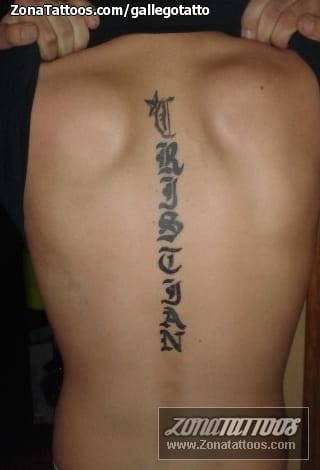Tattoo of Christian, Spine, Letters