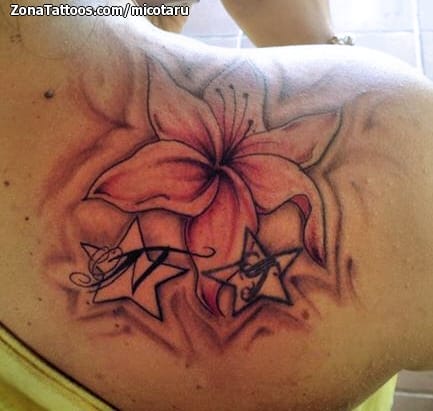 Tattoo photo Flowers, Shoulder, Stars