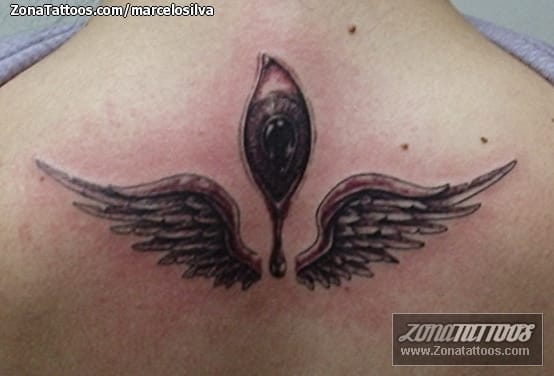 Tattoo photo Eyes, Wings, Back