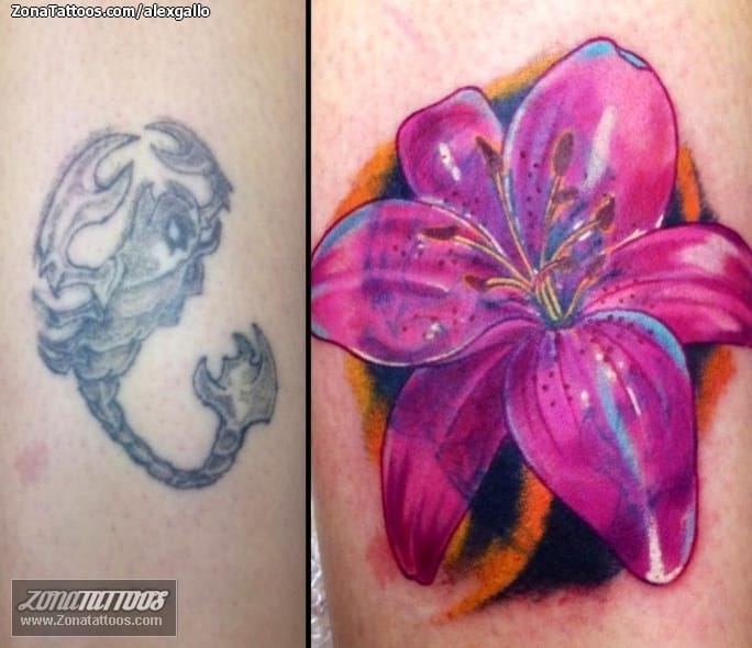 Tattoo of Cover Up, Flowers, Lilies