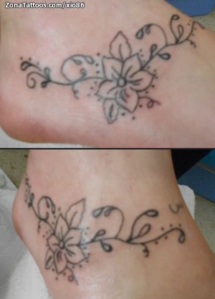 Tattoo photo Instep, Flowers