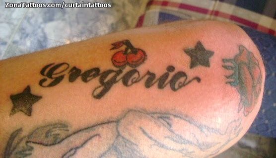 Tattoo photo Letters, Cherries, Names