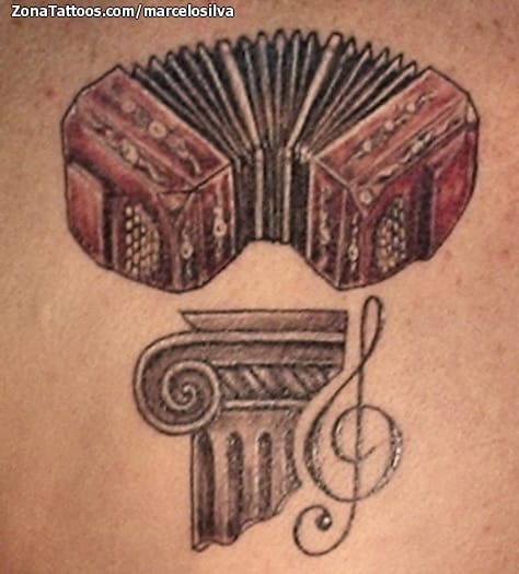 Tattoo of Musical notes, Music, Accordion