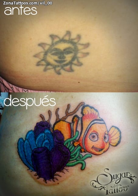 Foto de tatuaje Cover Up, Disney, Peces