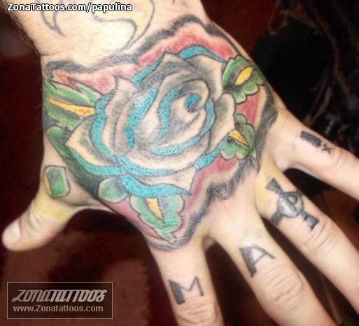 Tattoo photo Hand, Roses, Flowers