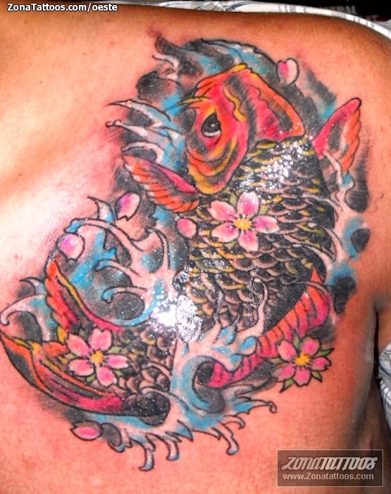 Tattoo photo Fish, Koi, Flowers