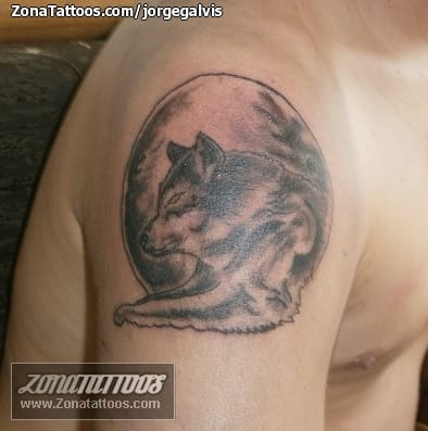 Foto de tatuaje Lobos, Lunas, Animales