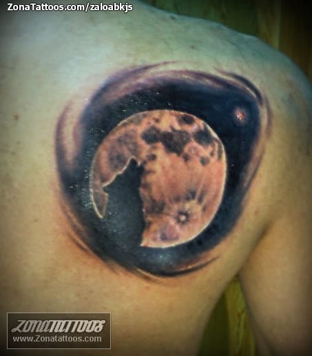 Tattoo photo Wolfs, Moons, Animals