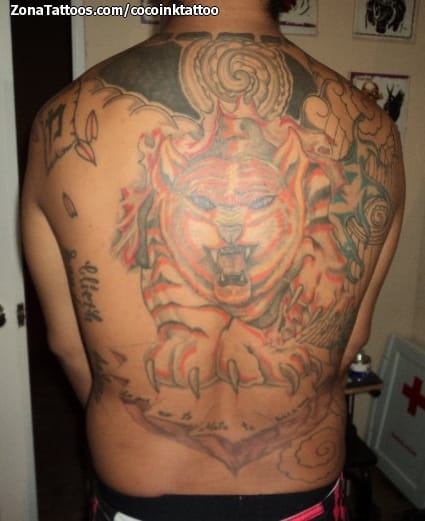 Foto de tatuaje Espalda, Tigres, Animales