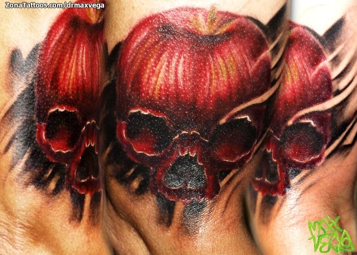 Foto de tatuaje Manzanas, Calaveras, Frutas