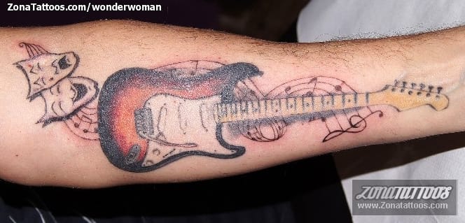 Foto de tatuaje Música, Máscaras, Guitarras