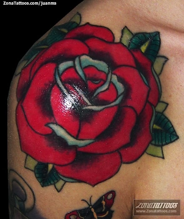 Foto de tatuaje Flores, Old School, Hombro