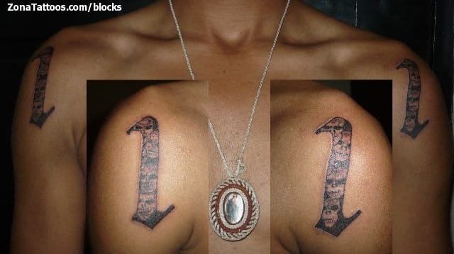 Tattoo photo Shoulder, Numbers, Skulls