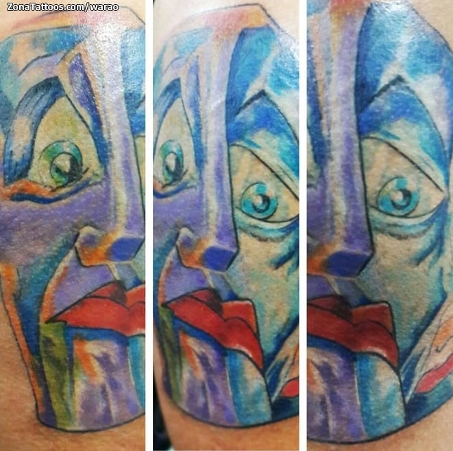 Foto de tatuaje Máscaras, Abstractos, Cover Up