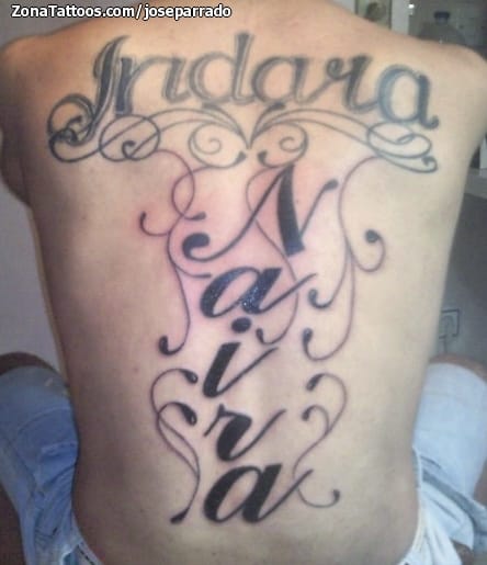 Foto de tatuaje Nombres, Espalda, Letras