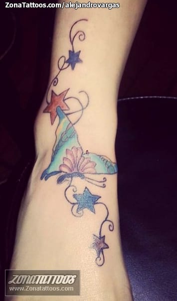 Tattoo photo Flourish, Butterflies, Stars