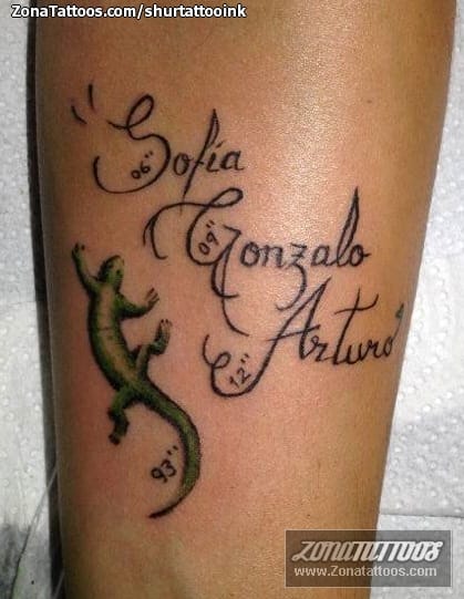 Foto de tatuaje Nombres, Letras, Lagartos