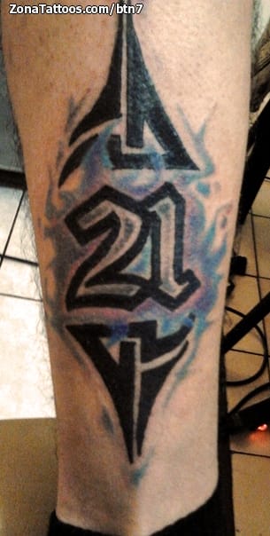 Tattoo photo Leg, Numbers, Tribal