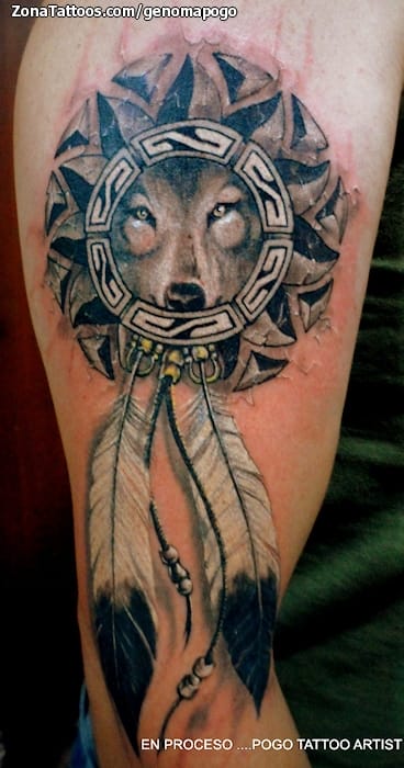 Tattoo photo Wolfs, Animals, Indians